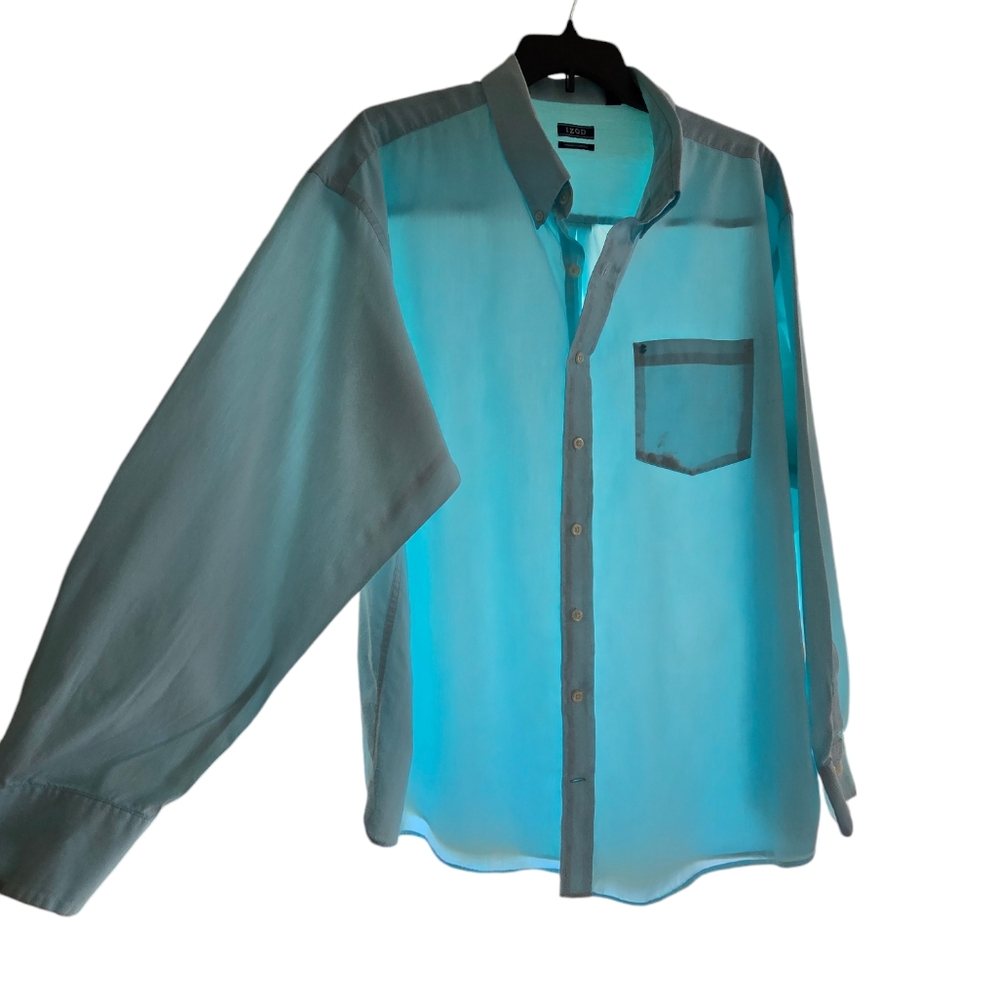 Izod seafoam green button shirt, 3X size. - Picture 3 of 6